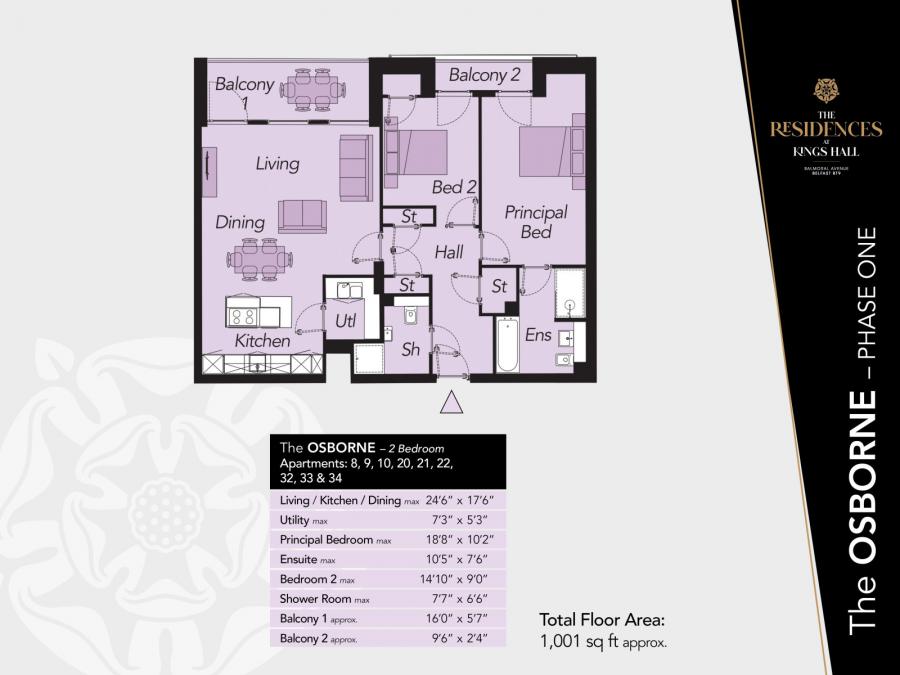 Apartment 32, The Osbourne, The Residences At Kings Hall, Balmoral (Belfast), Balmoral Avenue, BT9
